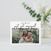 Eenvoudig modern manuscript enkel kreeg Geëngageer Aankondigingskaart (Staand voorkant)