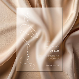 Eenvoudig Modern Manuscript Weddenschap sparen de  Acryl Uitnodigingen