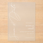 Eenvoudig Modern Manuscript Weddenschap sparen de Acryl Uitnodigingen (Voorkant)