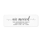 Eenvoudig modern Manuscript wij verplaatsten Nieuw Etiket (Voorkant)