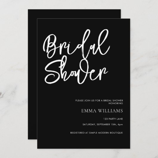 Eenvoudig modern Manuscript zwart-wit Vrijgezellen Kaart (Voorkant / Achterkant)