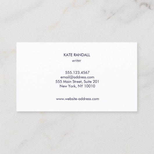 Eenvoudig Modern Marine Blauw Professioneel Visitekaartje (Achterkant)