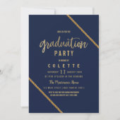 Eenvoudig modern marineblauw faux goud Graduation  Kaart (Voorkant)