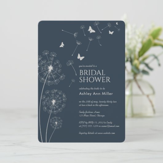 Eenvoudig modern marineblauw paardenbloem Vrijgeze Kaart (Staand voorkant)