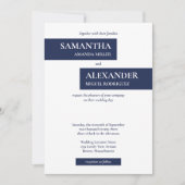 Eenvoudig modern marineblauw wit geoometrisch huwe kaart (Voorkant)