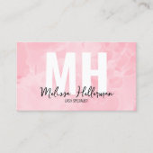Eenvoudig Modern Marmer Roze Monogram Visitekaartje (Voorkant)