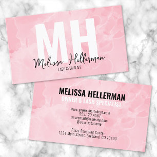 Eenvoudig Modern Marmer Roze Monogram Visitekaartje