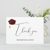 Eenvoudig Modern Maroon Pet Script Afstuderen Bedankkaart (Staand voorkant)