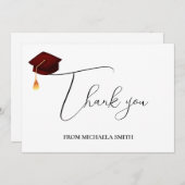 Eenvoudig Modern Maroon Pet Script Afstuderen Bedankkaart (Voorkant / Achterkant)