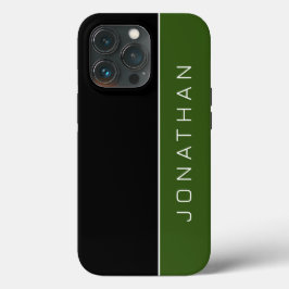 Eenvoudig Modern Masculine Black en Groen met naam Case-Mate iPhone Case