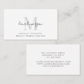 Eenvoudig Modern Massage Therapeut Script Monogram Visitekaartje (Voorkant / Achterkant)