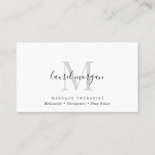 Eenvoudig Modern Massage Therapeut Script Monogram Visitekaartje