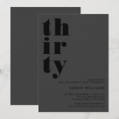 Eenvoudig Modern Mat Zwart 30e Verjaardag Kaart (Voorkant / Achterkant)