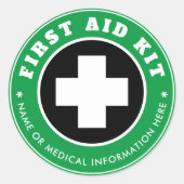 Eenvoudig Modern Medisch Groen Zwart-Wit Kruis Ronde Sticker (Voorkant)