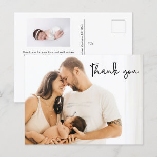 Eenvoudig modern meisje baby shower bedankt briefkaart
