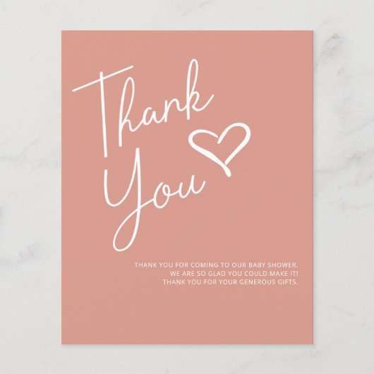 Eenvoudig modern meisje Baby shower Dank je wel (Voorkant)
