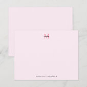 Eenvoudig Modern Meisje Roze Monogram Notitiekaartje (Voorkant / Achterkant)