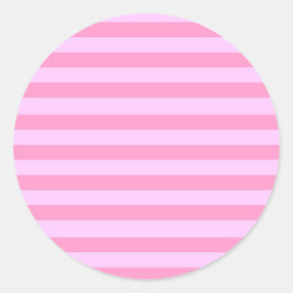 Eenvoudig modern meisjesachtig roze streeppatroon ronde sticker