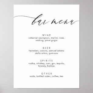 Eenvoudig modern menu met kalligrafie poster