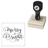 Eenvoudig Modern | Merry Bright Holiday Script Rubberstempel (Gestempeld)