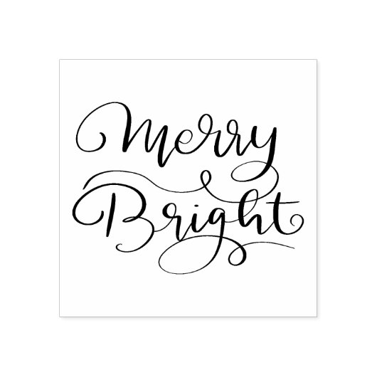 Eenvoudig Modern | Merry Bright Holiday Script Rubberstempel (Afrduk)
