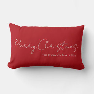 Eenvoudig Modern Merry Christmas Script Rood Kussen