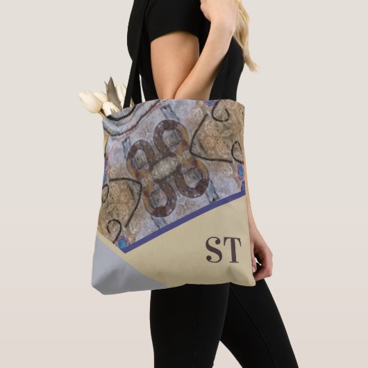 Eenvoudig Modern met Abstracte Accenten Initialen Tote Bag (Dichtbij)