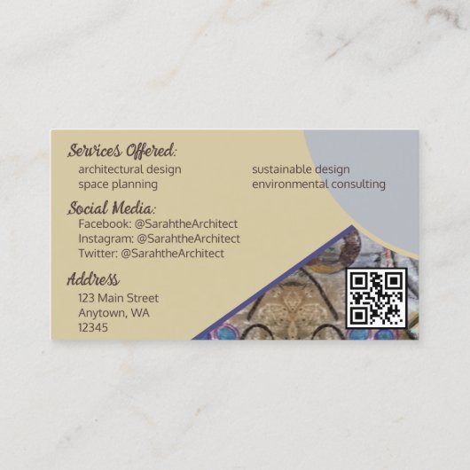 Eenvoudig modern met Abstracte accenten QR-code Visitekaartje (Achterkant)