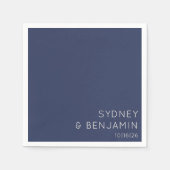 Eenvoudig modern, minimaal aangepast huwelijk blau servet (Voorkant)