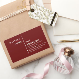 Eenvoudig Modern Minimaal Bourgogne Wit Rechthoekige Sticker