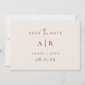 Eenvoudig modern, minimaal bruiloft, terracotta sc save the date (Voorkant)