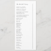 Eenvoudig Modern Minimaal Bruiloft Vlak Programma Programmakaart (Achterkant)