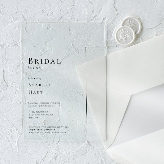 Eenvoudig Modern Minimaal Bruiloft Vrijgezellenfee Acryl Uitnodigingen