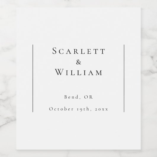 Eenvoudig Modern Minimaal Bruiloft Wijn Label Wijn Etiket (Enkel label)