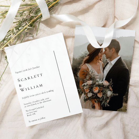 Eenvoudig modern, minimaal fotohuwelijk kaart