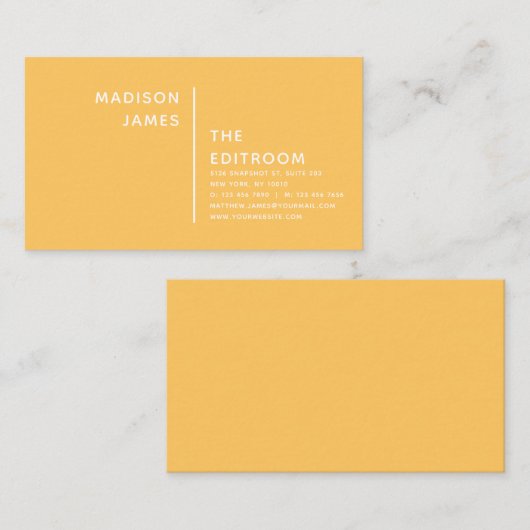 Eenvoudig, modern, minimaal geel wit visitekaartje (Voorkant / Achterkant)