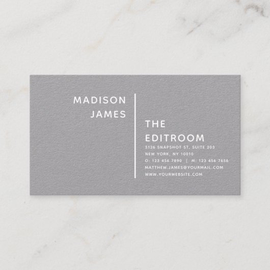 Eenvoudig modern, minimaal grijs getextureerd wits visitekaartje (Voorkant)