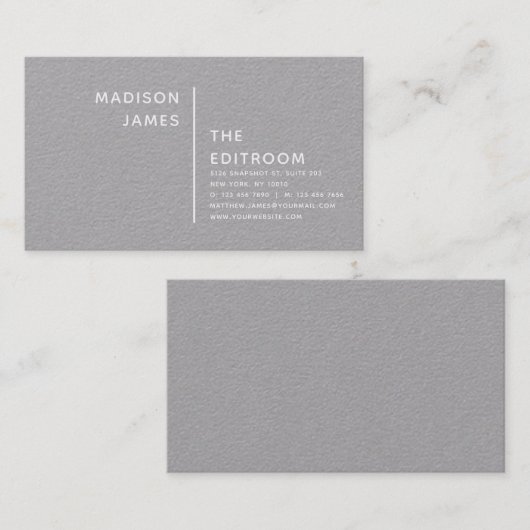 Eenvoudig modern, minimaal grijs getextureerd wits visitekaartje (Voorkant / Achterkant)