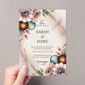 Eenvoudig Modern Minimaal Groene Blad Trouwacryl Acryl Uitnodigingen (Insitu (Draagbaar))