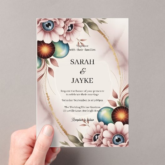 Eenvoudig Modern Minimaal Groene Blad Trouwacryl Acryl Uitnodigingen (Insitu (Draagbaar))