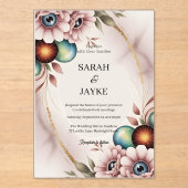 Eenvoudig Modern Minimaal Groene Blad Trouwacryl Acryl Uitnodigingen (Voorkant)