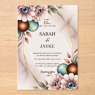 Eenvoudig Modern Minimaal Groene Blad Trouwacryl Acryl Uitnodigingen