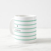 Eenvoudig Modern Minimaal Hart Groene Streep Monog Koffiemok (Voorkant links)