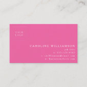 Eenvoudig Modern Minimaal Heet Roze Logo Foto Visitekaartje (Voorkant)