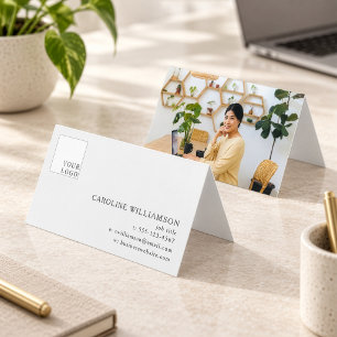 Eenvoudig Modern Minimaal Logo Foto Gevouwen Blanc Visitekaartje