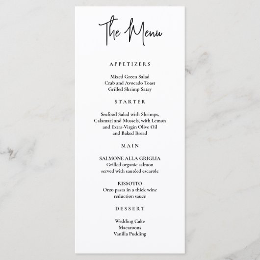 Eenvoudig Modern Minimaal Menu Klassiek Script Zwa (Voorkant)