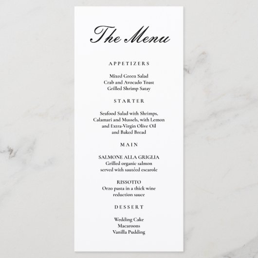 Eenvoudig Modern Minimaal Menu Klassiek Script Zwa (Voorkant)