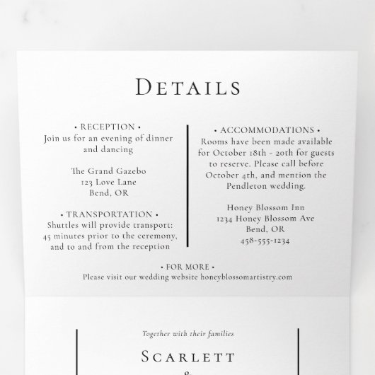 Eenvoudig Modern Minimaal Menu RSVP Bruiloft Alles (Binnenzijde eerst)