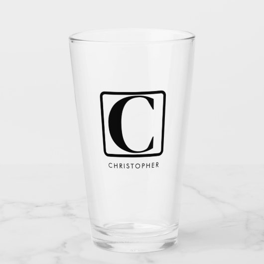 Eenvoudig Modern Minimaal Monogram Custom Naam Bie Glas (Voorkant)