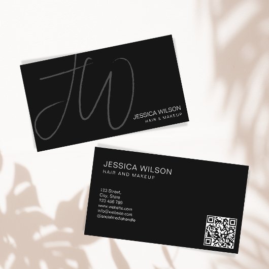 Eenvoudig Modern Minimaal Monogram QR Code Visitekaartje